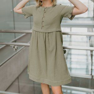 Piper & Scoot: Peasant Dress in Olive Green